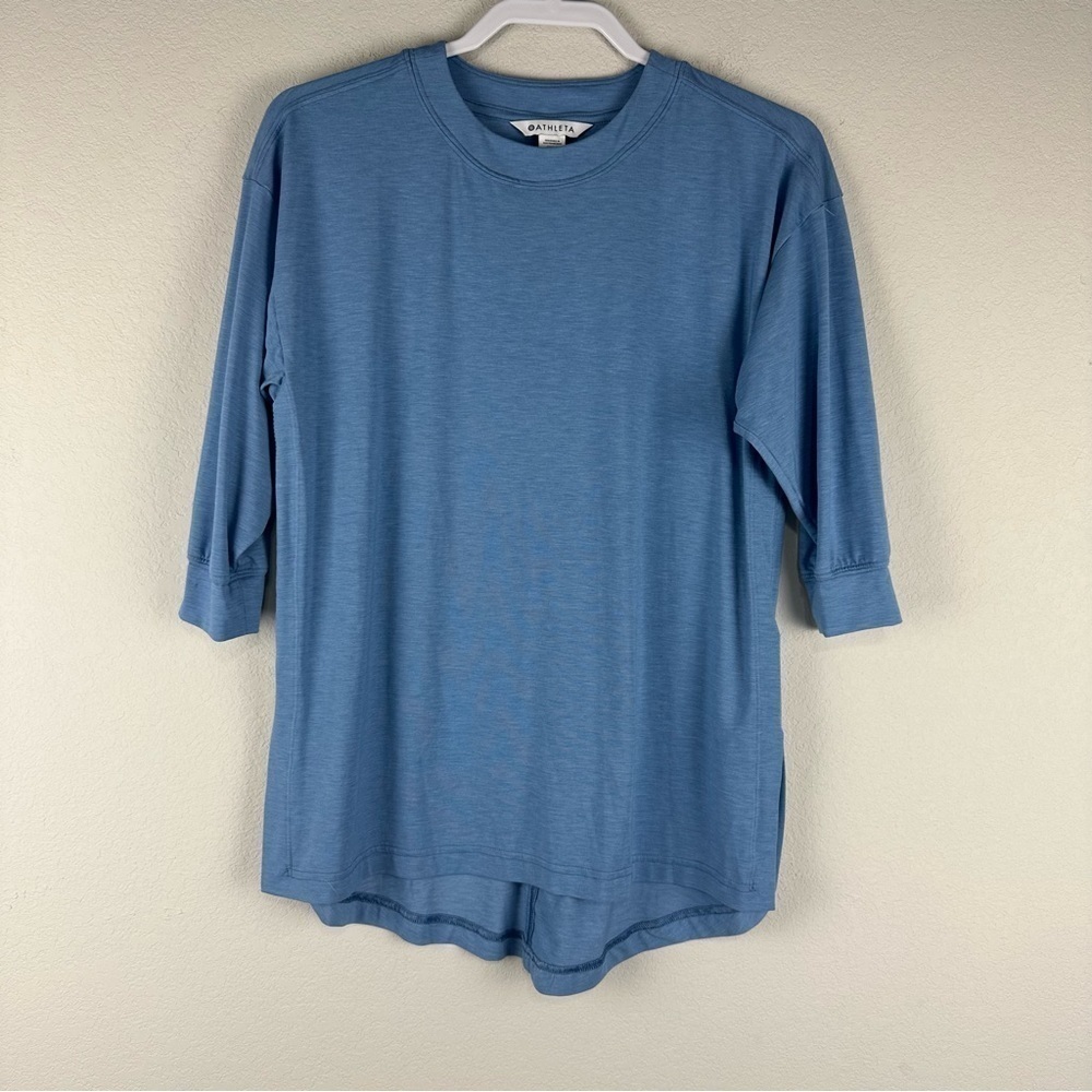 Athleta Cottage Blue Tranquility 1/2 Sleeve Athleisure Top Size XXS